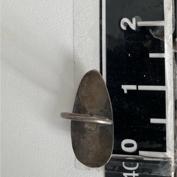 Vintage sterling silver Signed Turquoise Shadow Box Ring - Picture 11 of 12